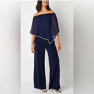 Navy Blue Off-Shoulder Jumpsuit